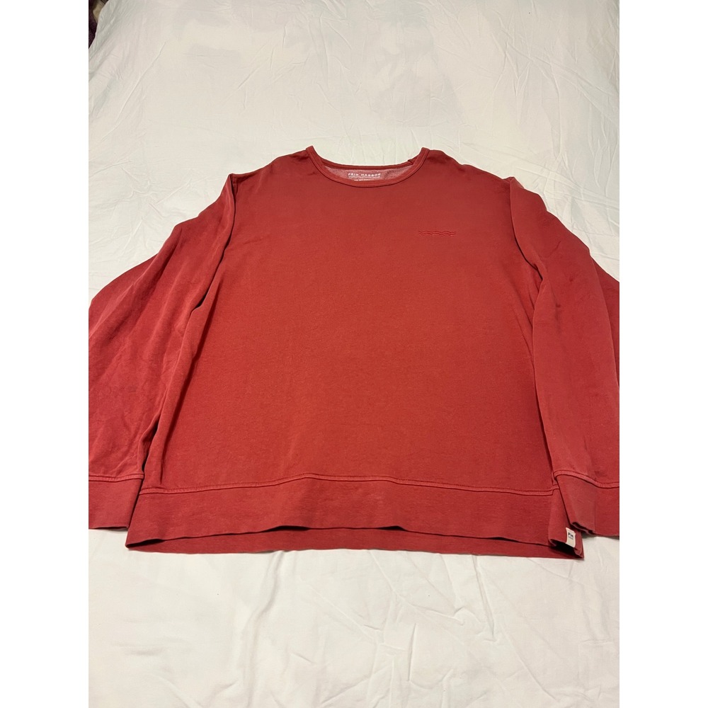 Fair Harbor Mens XL Red Crewneck Sweatshirt BCI Cotton Recycled Blend Logo